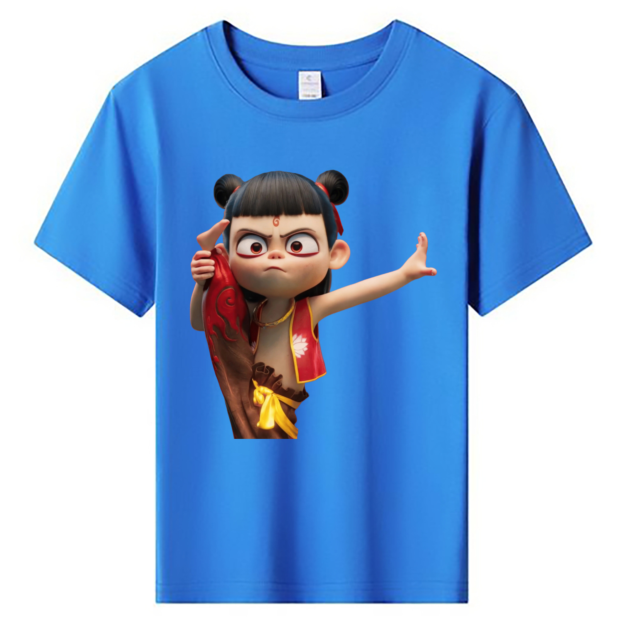 （画像用） Ne Zha 2 ナタ 魔童の大暴れ 綿100％キッズTシャツ（フロントプリント）